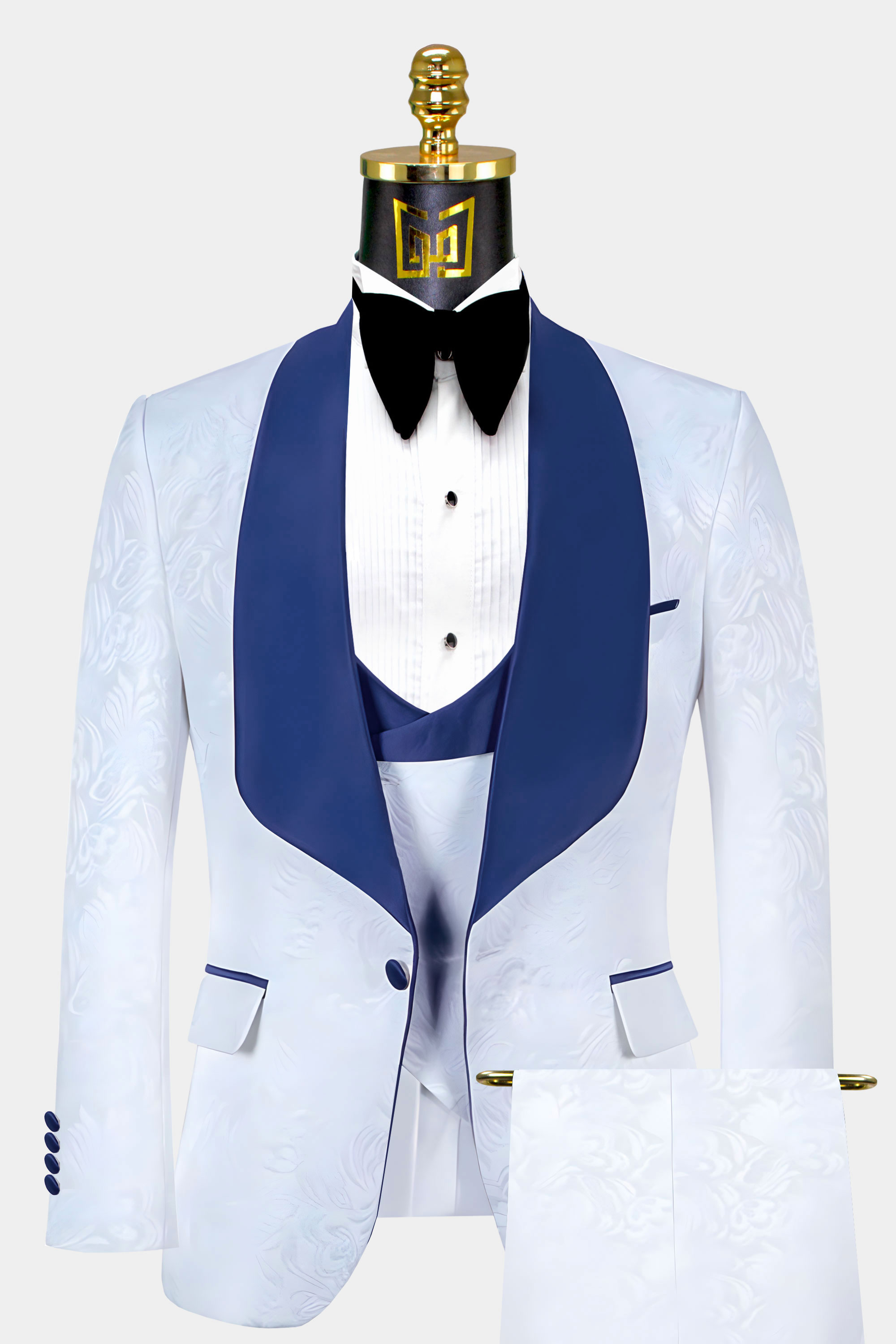 White & Navy Blue Tuxedo - 3 Piece | Gentleman's Guru