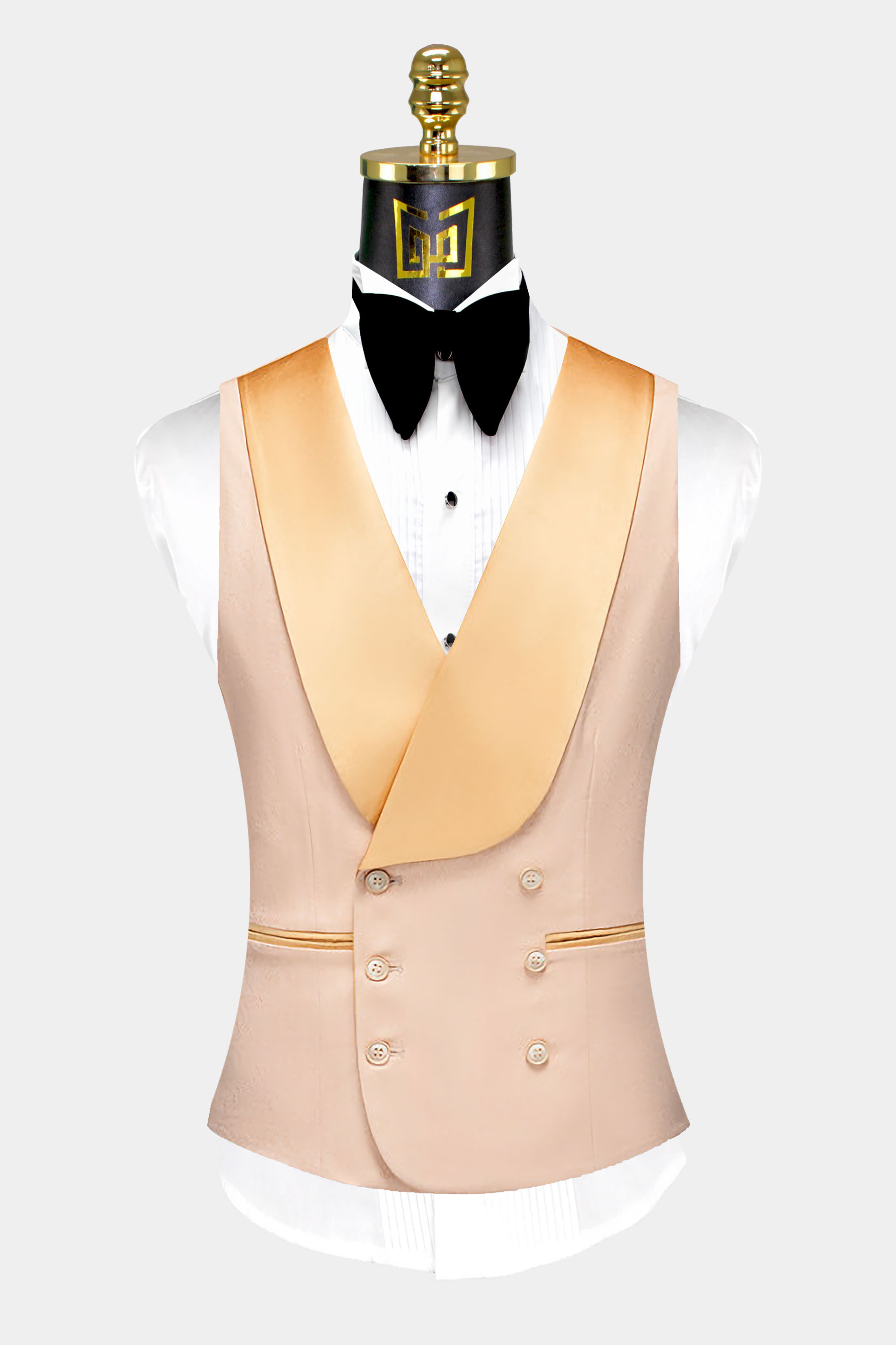 Beige-Tuxedo-Vest-Groom-Wedding-Prom-Waistcoat-from-Gentlemansguru.com