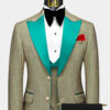 Black-Pant-Khaki-Houndstooth-Prom-Suit-Groom-Wedding-Tuxedo-from-Gentlemansguru.com