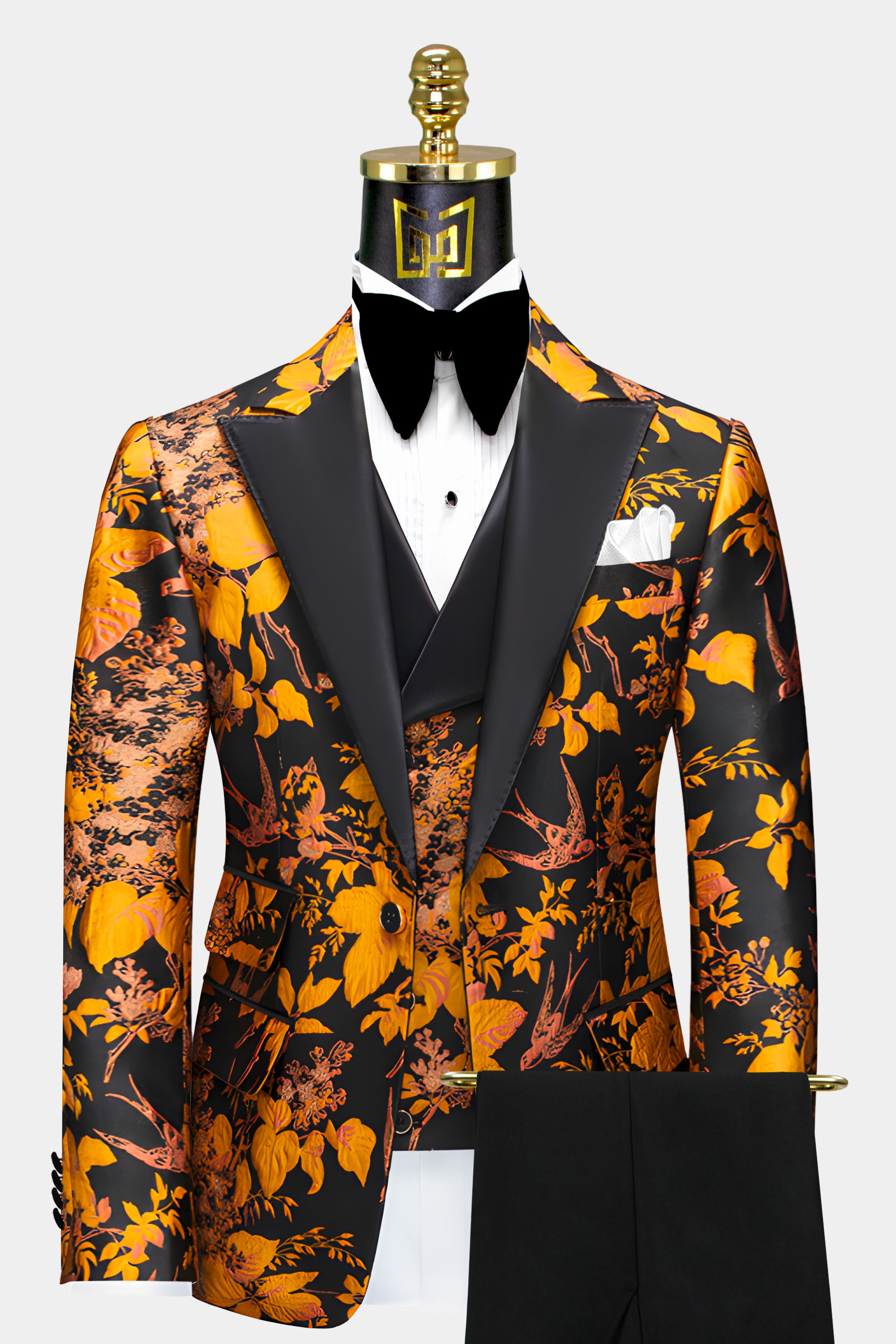 Black-and-Marigold-Groom-Wedding-Suit-Prom-Tuxedo-from-Gentlemansguru.com