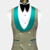 Green-and-Khaki-Houndstooth-Tuxedo-Vest-from-Gentlemansguru.com