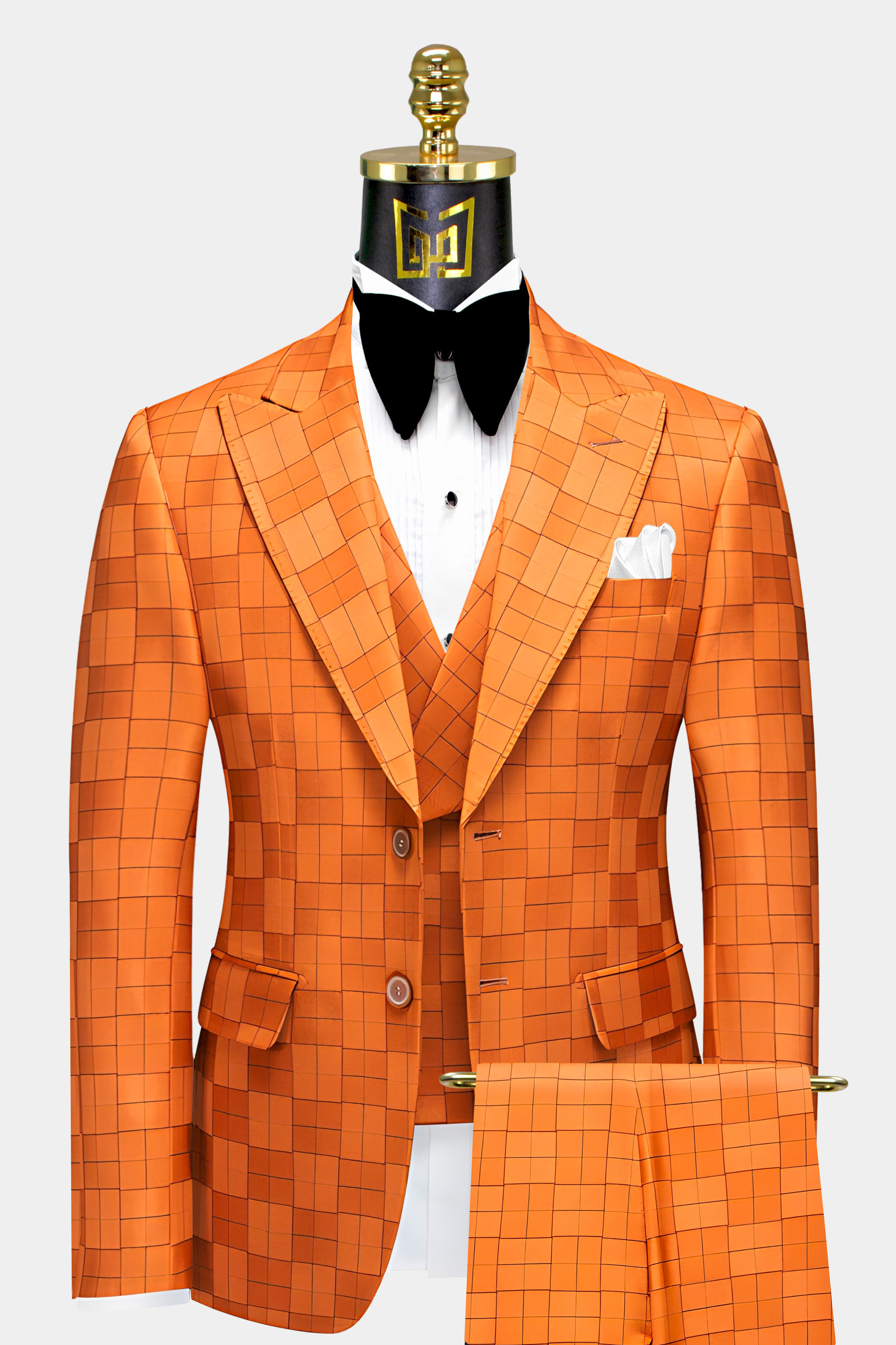 Mens-Orange-Windowpane-Suit-Groom-Wedding-Tuxedo-from-Gentlemansguru.com