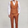 Full-body burnt orange windowpane vest with matching trousers