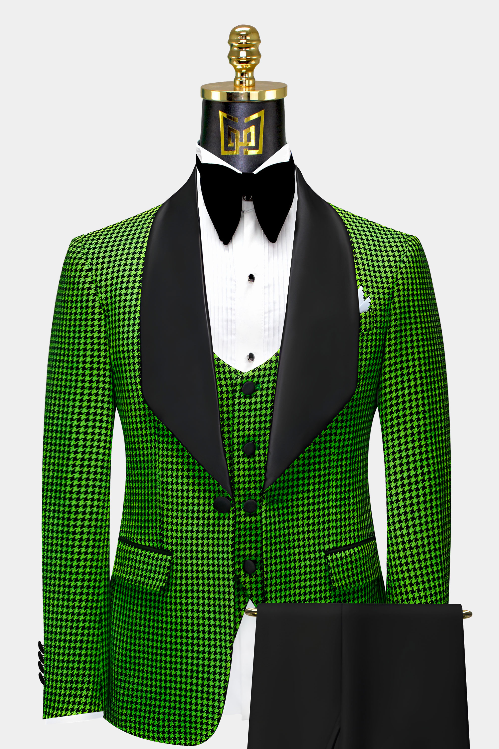 Black-Pant-Green-Houndstooth-Tuxedo-Wedding-Groom-Suit-from-Gentlemansguru.com