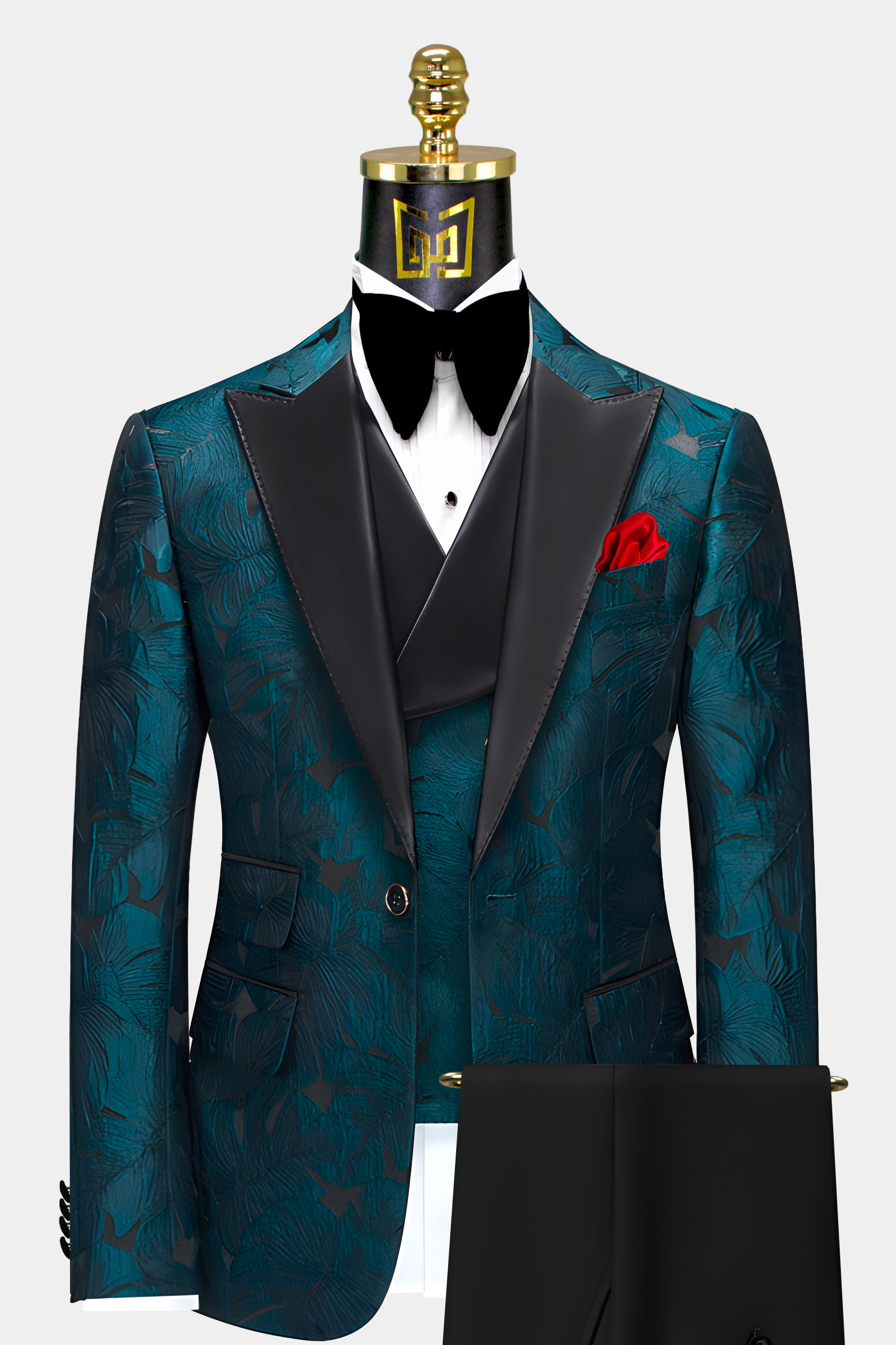 Black-and-Dark-Teal-Tuxedo-prom-Wedding-Groom-Suit-from-Gentlemansguru.com