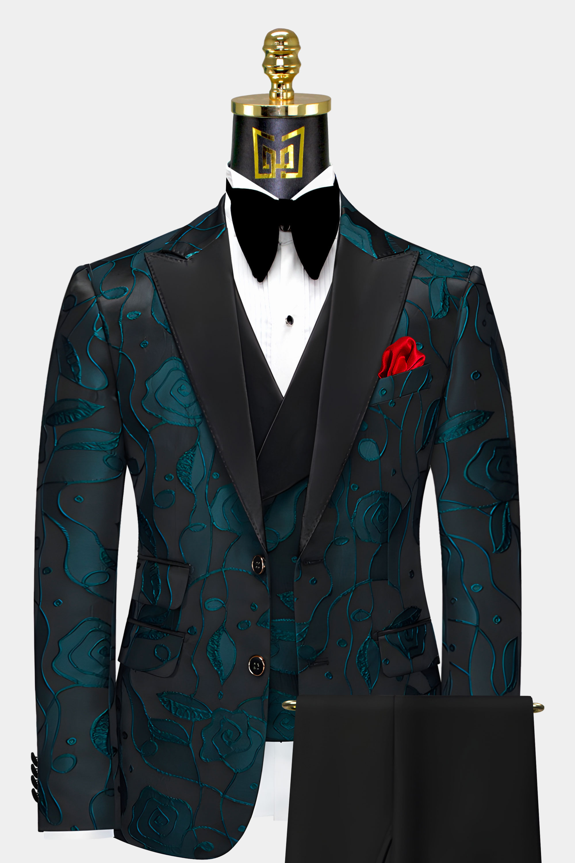 Black-and-Teal-Tuxedo-Groom-Wedding-Suit-from-Gentlemansguru.com