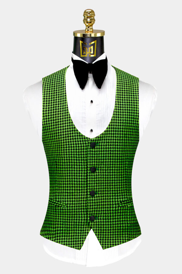 Green-Houndstooth-Tuxedo-Vest-Wedding-Groom-WSuit-Waistcoat-from-Gentlemansguru.com