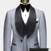 Grey-Tweed-Tuxedo-with-Black-Pant-Groom-Wedding-Suit-from-Gentlemansguru.com