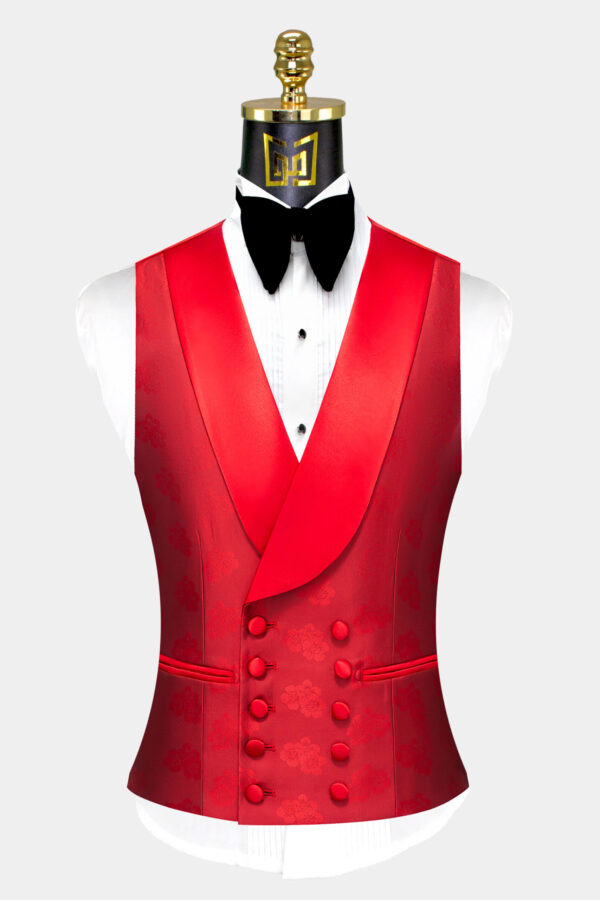 All-Red-Tuxedo-Vest-Groom-Wedding-Groomsmen-Waistcoat-from-Gentlemansguru.com