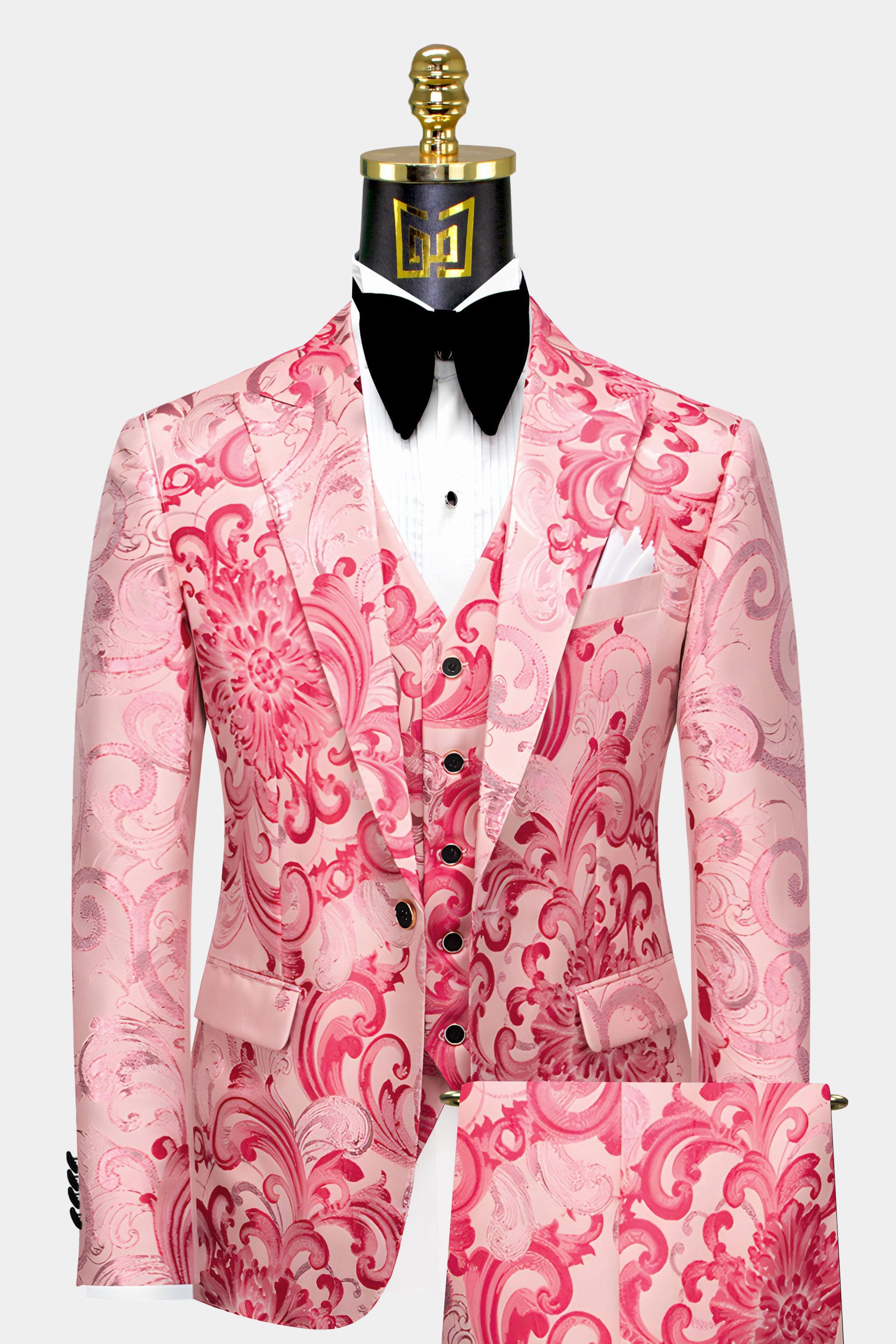 Baroque-Mens-Pink-Floral-Suit- Wedding-Groom-Prom-Tuxedo-from-Gentlemansguru.com