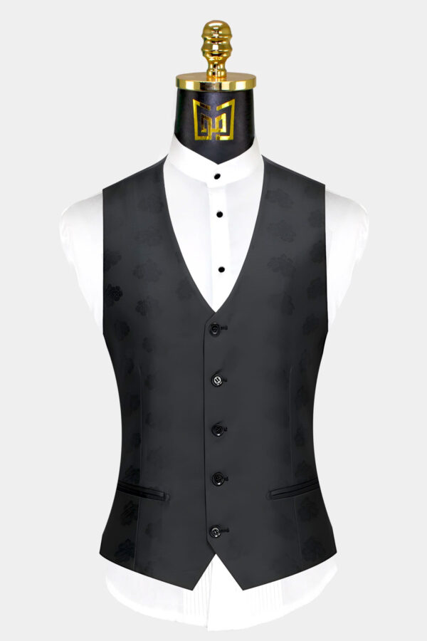 Black-Mandarin-Collar-Suit-Vest-Groom-Waistcoat-from-Gentlemansguru.com