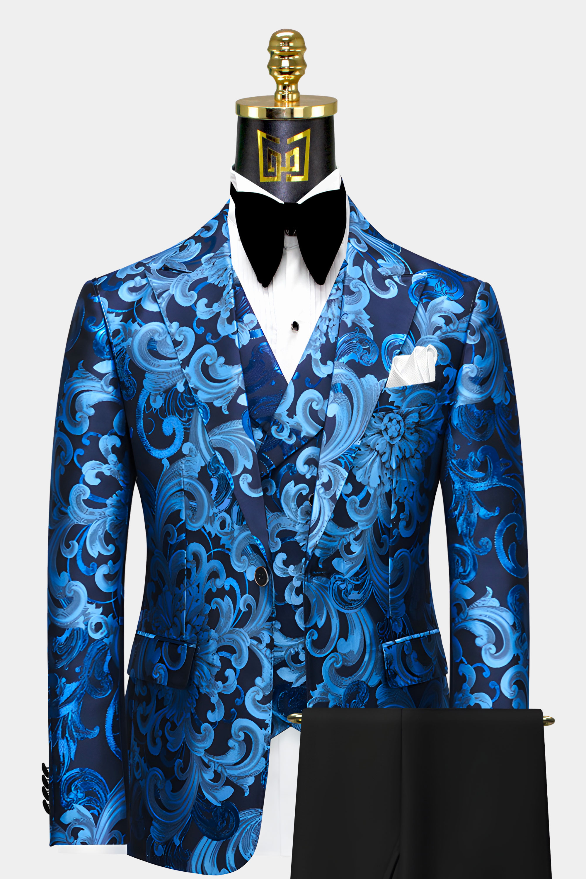 Men's Blue Floral Suit - 3 Piece | Gentleman's Guru