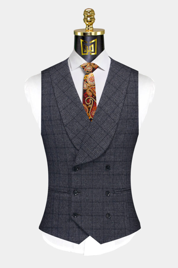 Dark-Grey-Plaid-Suit-Vest-Groom-Waistcoat-from-Gentlemansguru.com