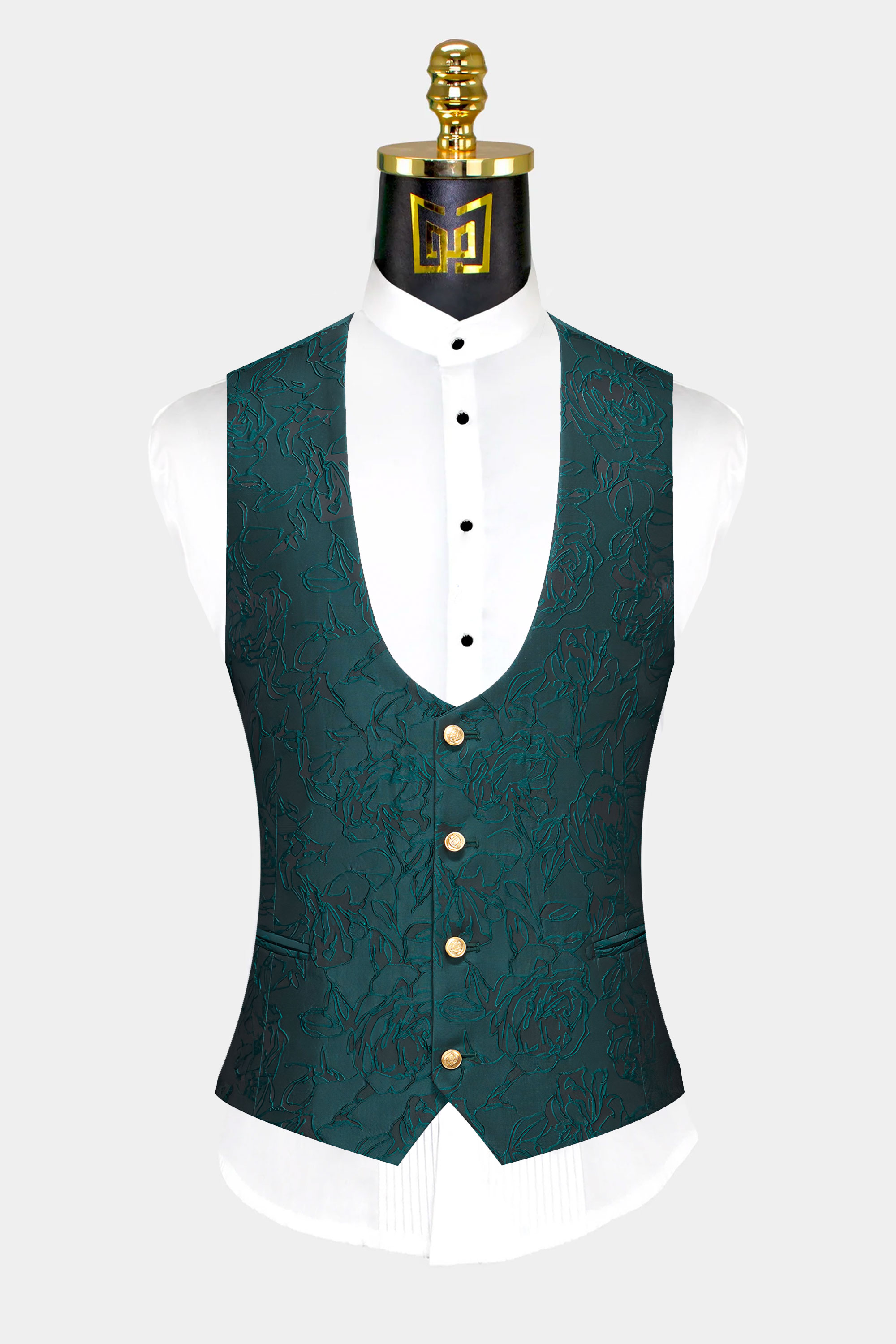 Dark-Teal-Mandarin-Collar-Suit-Vest-Groom-Wedding-Waistcoat-from-Gentlemansguru.com