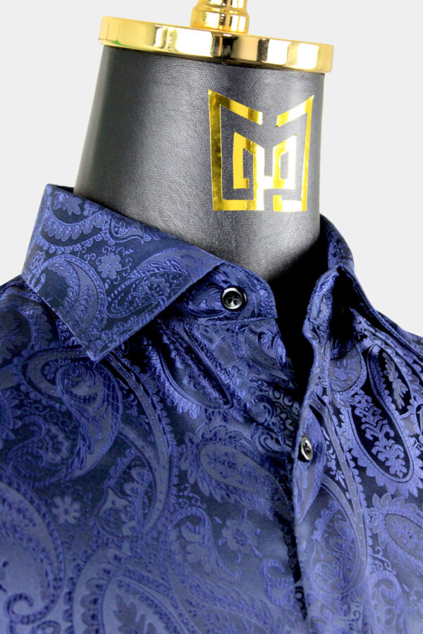 Exotic-Fancy-Luxury-Mens-Navy-Blue-Dress-Shirt-from-Gentlemansguru.com