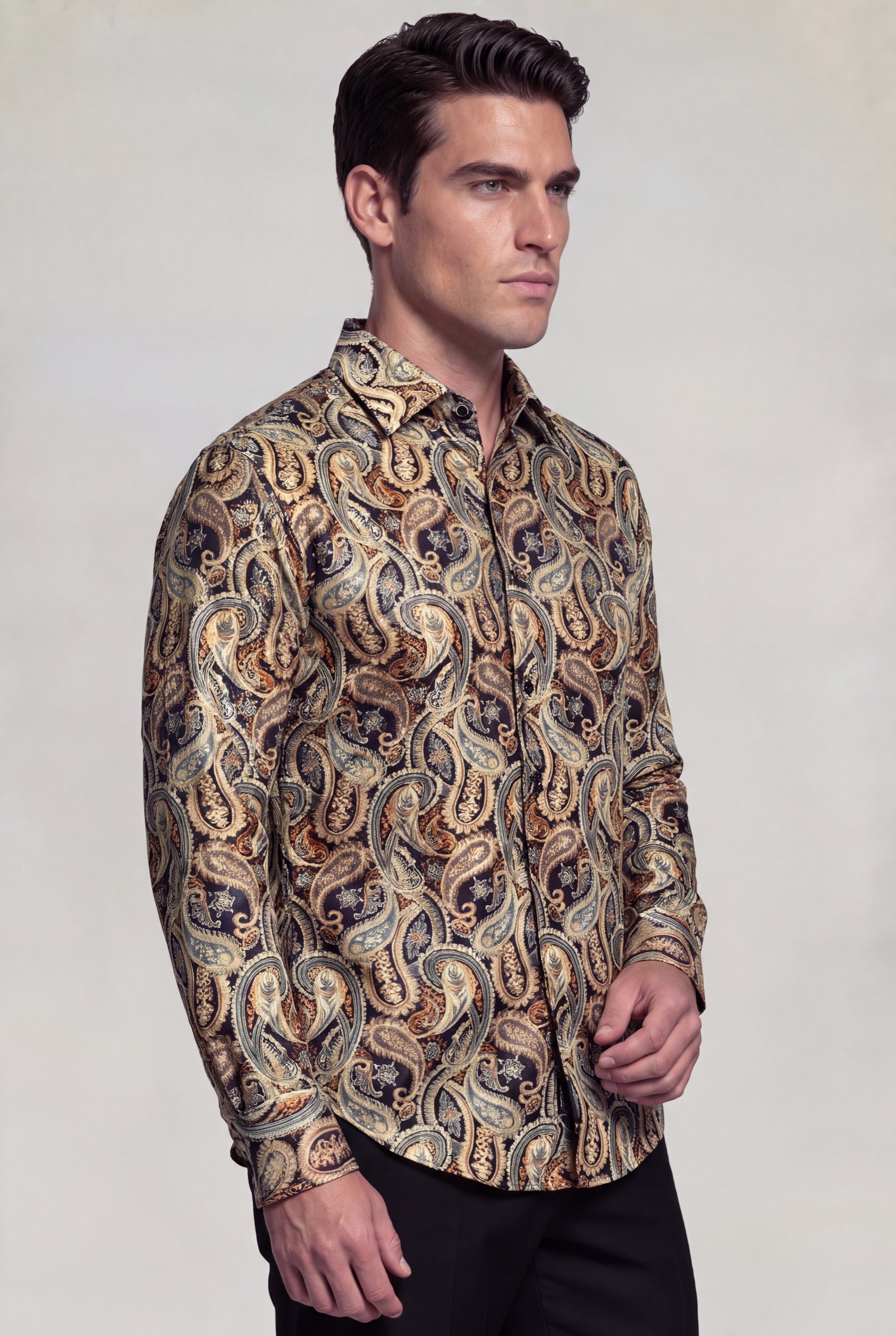 Gold Patterned Dress Shirt for Men – Homecoming and Formal Wear from Gentleman's Guru