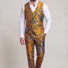Full-length baroque floral waistcoat and matching patterned trousers