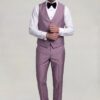 Full-length view of light plum four-button vest and matching pants