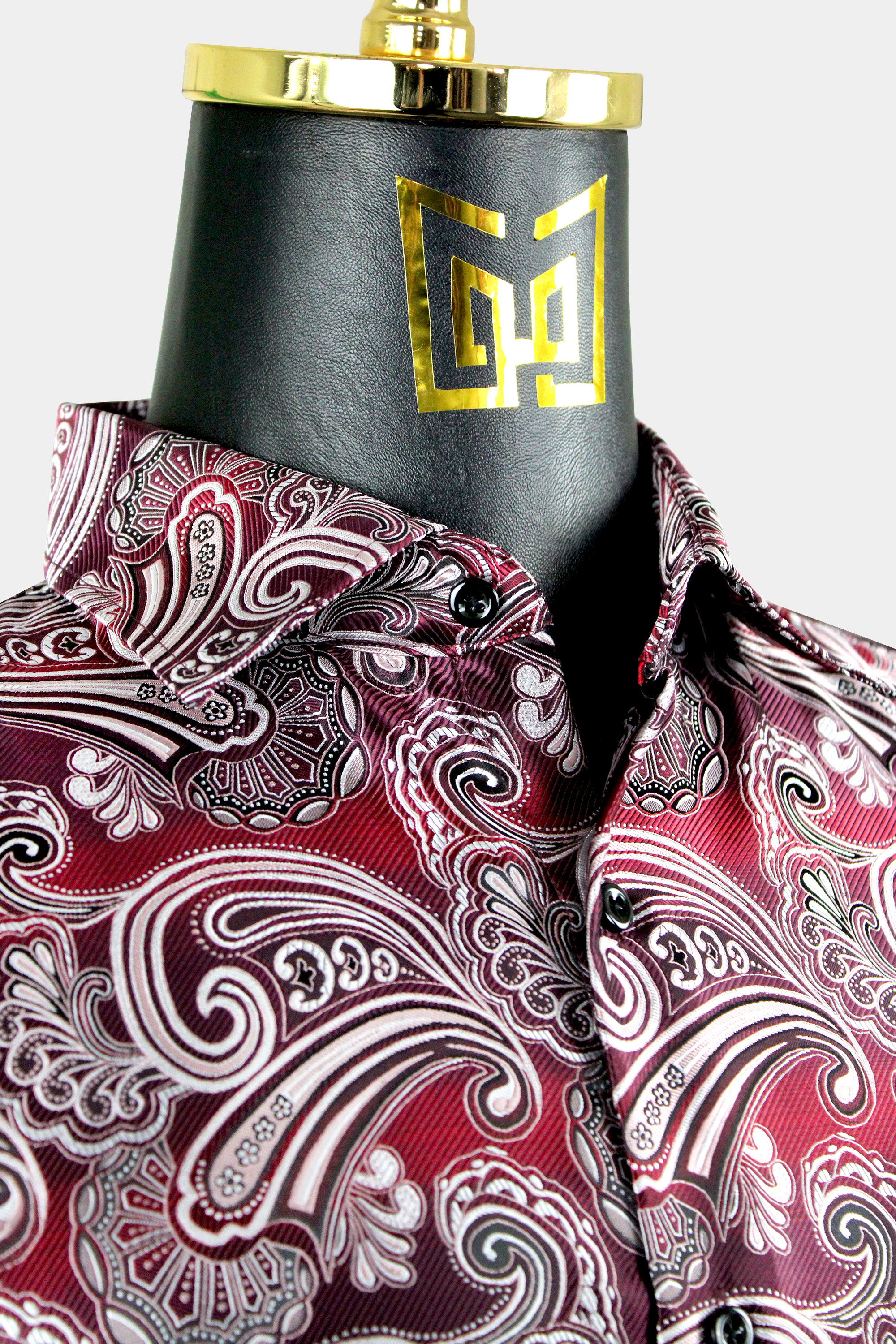 Luxury-Exotic-Mens-Dress-Shirt-In-Maroon-Burgundy-from-Gentlemansguru.com