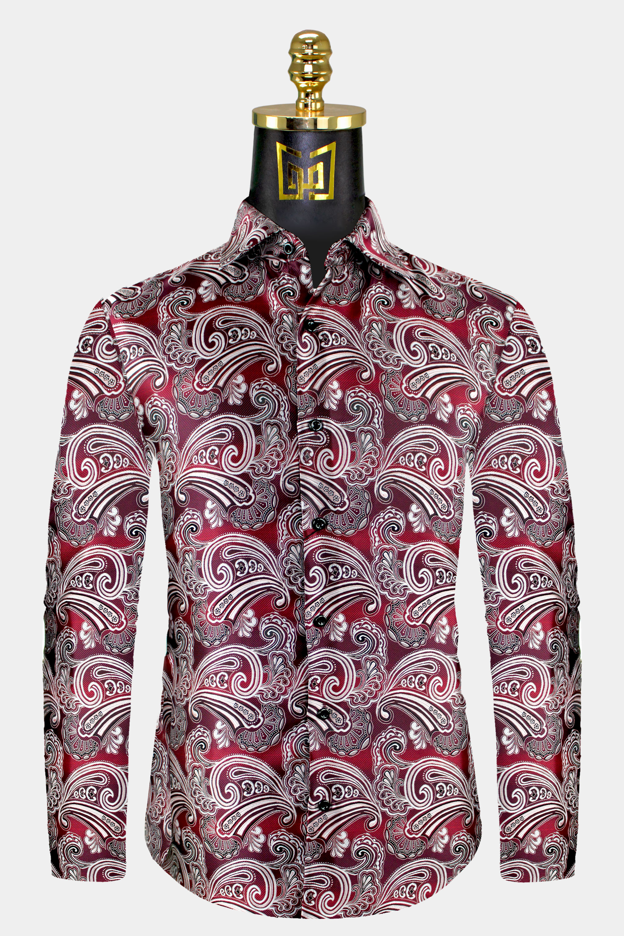 Mens-Burgundy-Paisley-Shirt-Floral-Dress-Shirt-For-Men-from-Gentlemansguru.com