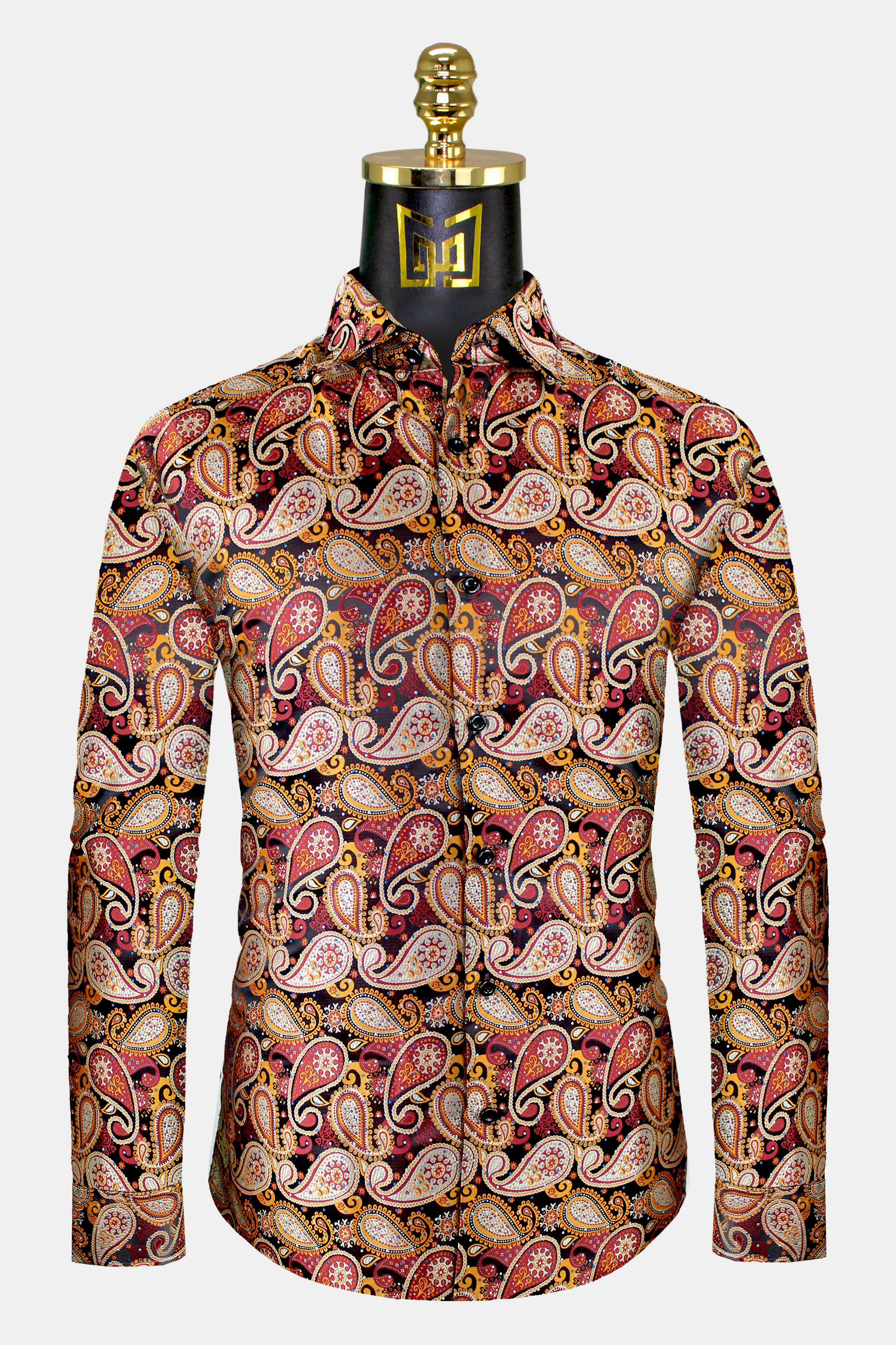 Mens-Burnt-Orange-Dress-Shirt-Paisley-Floral-Shirt-For-Men-from-Gentlemansguru.com