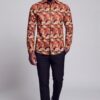 Burnt Orange Paisley Wedding Dress Shirt for Men