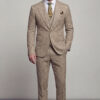 Mens-Classic-Houndstooth-3-Piece-Suit-Tan-Khaki-Outfit-from-Gentlemansguru.com