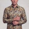 Men's Gold Floral Dress Shirt for Wedding and Formal Wear from Gentleman's Guru