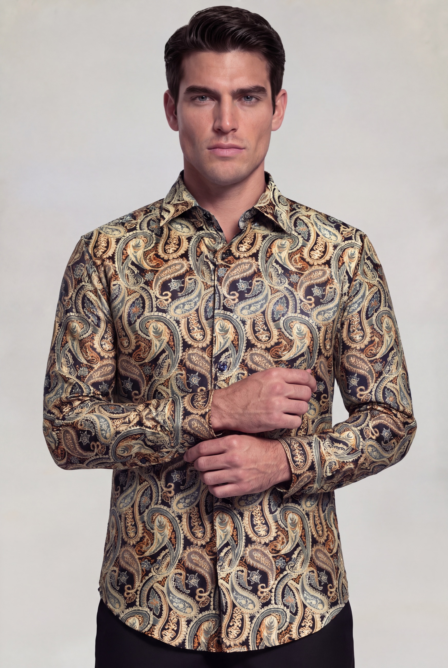 Men's Gold Floral Dress Shirt for Wedding and Formal Wear from Gentleman's Guru