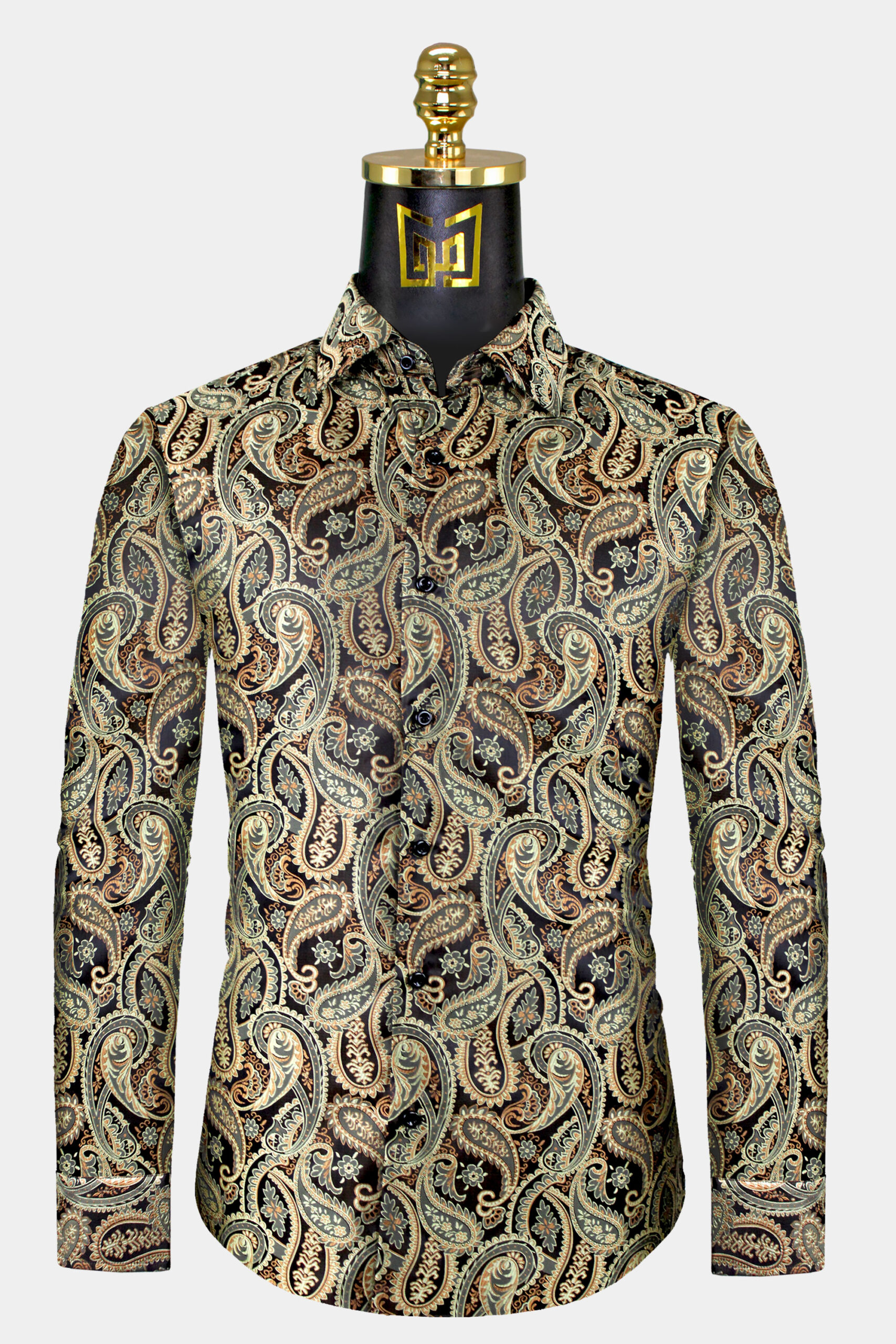 Mens-Gold-Paisley-Shirt-Dress-Shirt-For-Men-from-Gentlemansguru.com