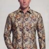 Men's Gold Paisley Shirt – Luxury Wedding Dress Shirt from Gentleman's Guru