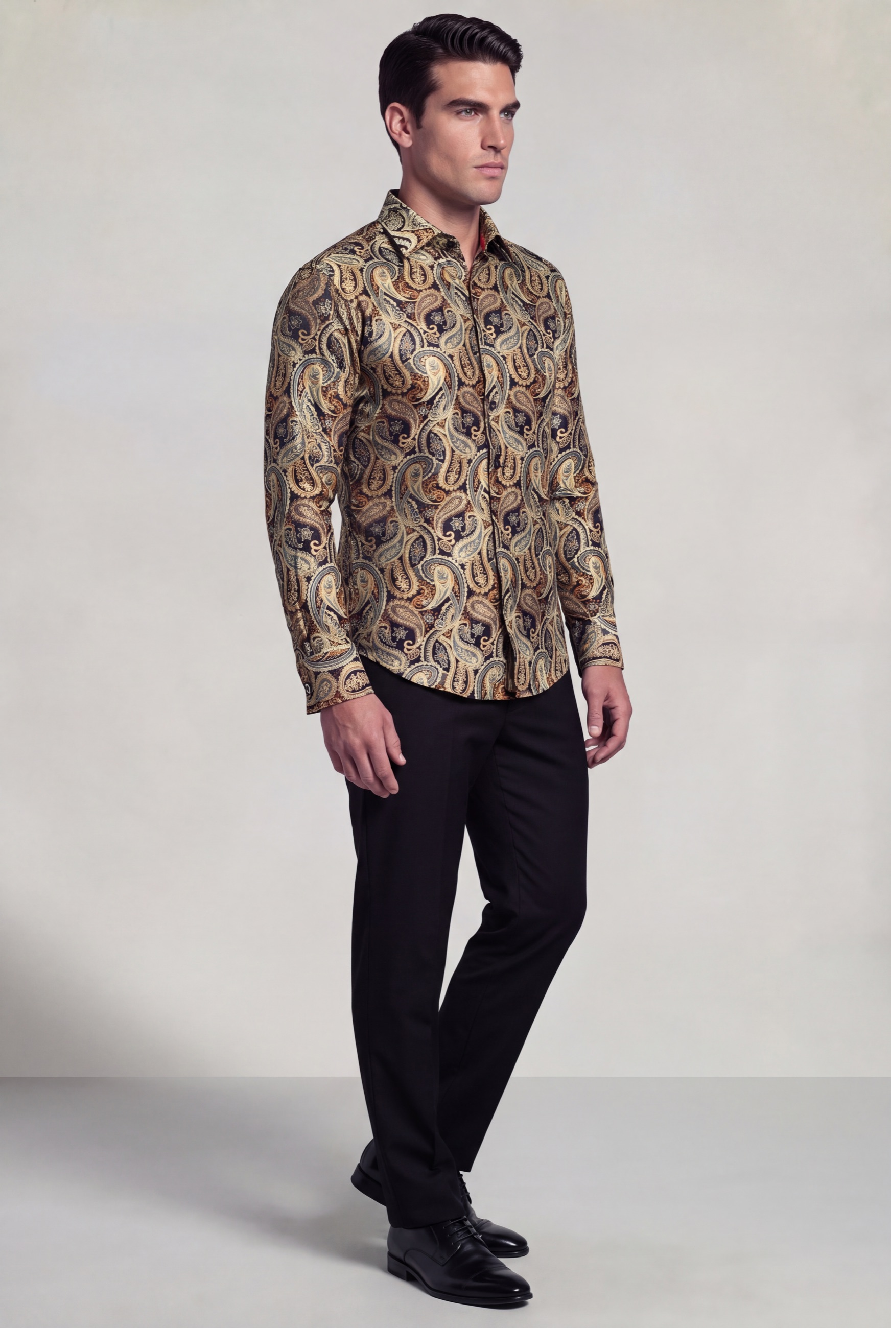 Men's Gold Prom Shirt – Luxury Paisley Dress Shirt from Gentleman's Guru