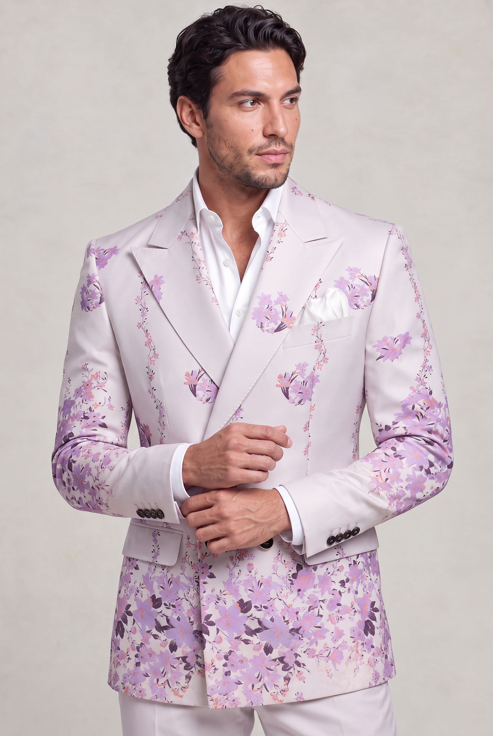 Men's Lavender Suit Three Quarter Cuff Styling Portrait from Gentlemansguru.com