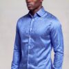 Men's light blue floral dress shirt and luxury formal paisley shirt for men