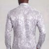 Men’s luxury silver floral dress shirt for weddings and formal events