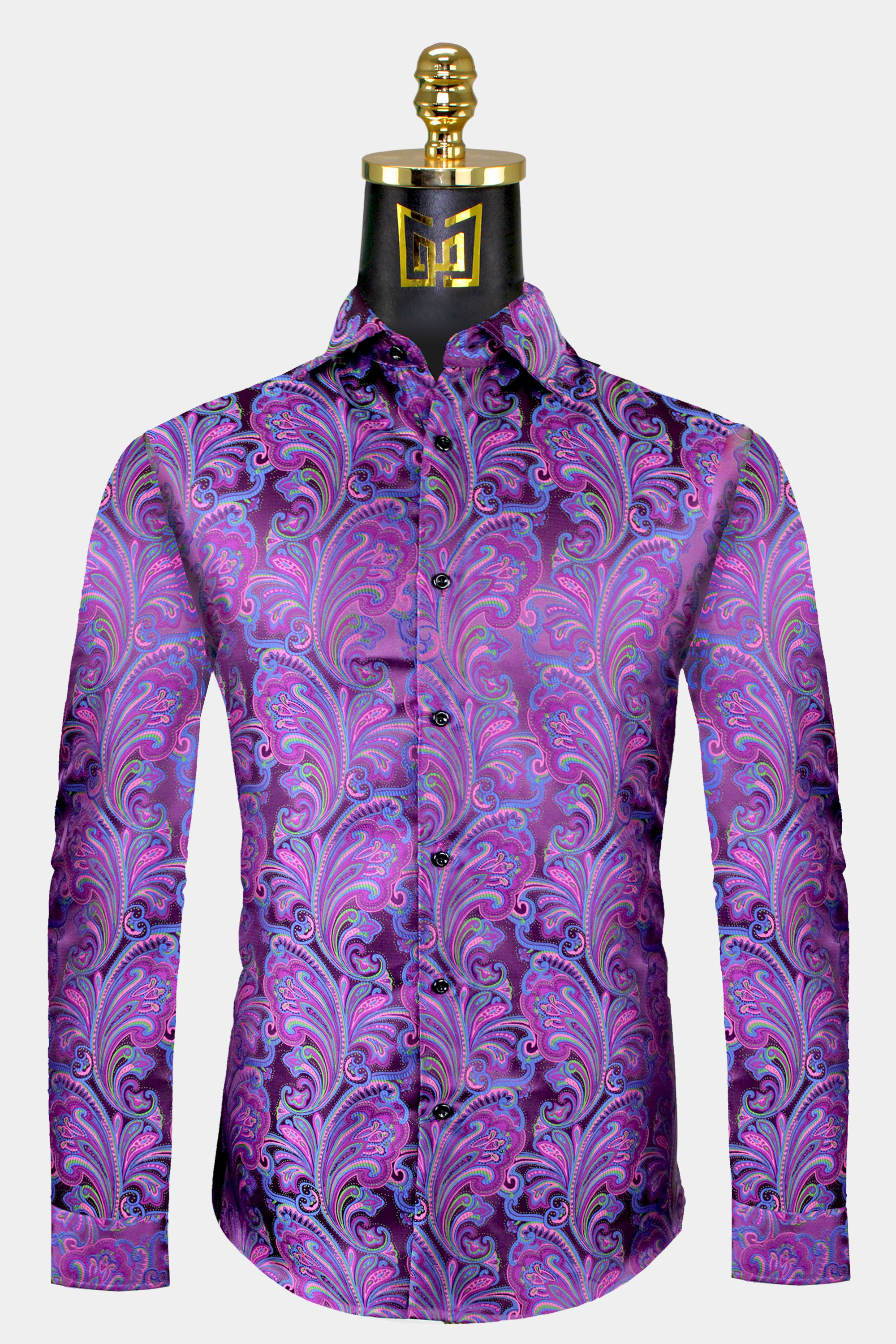 Mens-Magenta-Dress-Shirt-Paisley-Floral-For-Men-from-Gentlemansguru.com