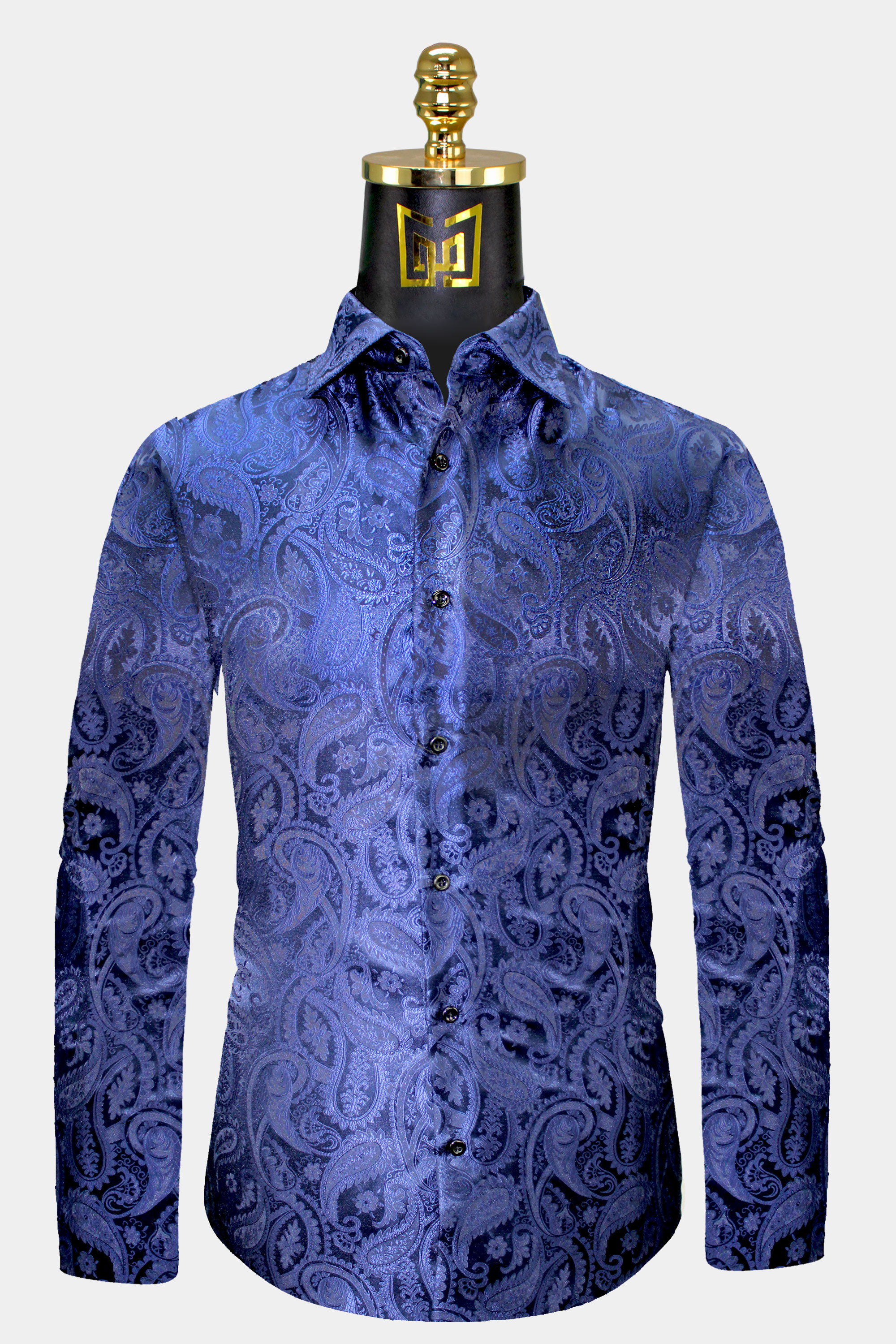 Mens-Navy-Blue-Paisley-Shirt-Patterned-Floral-Dress-Shirt-For-Men-from-Gentlemansguru.com