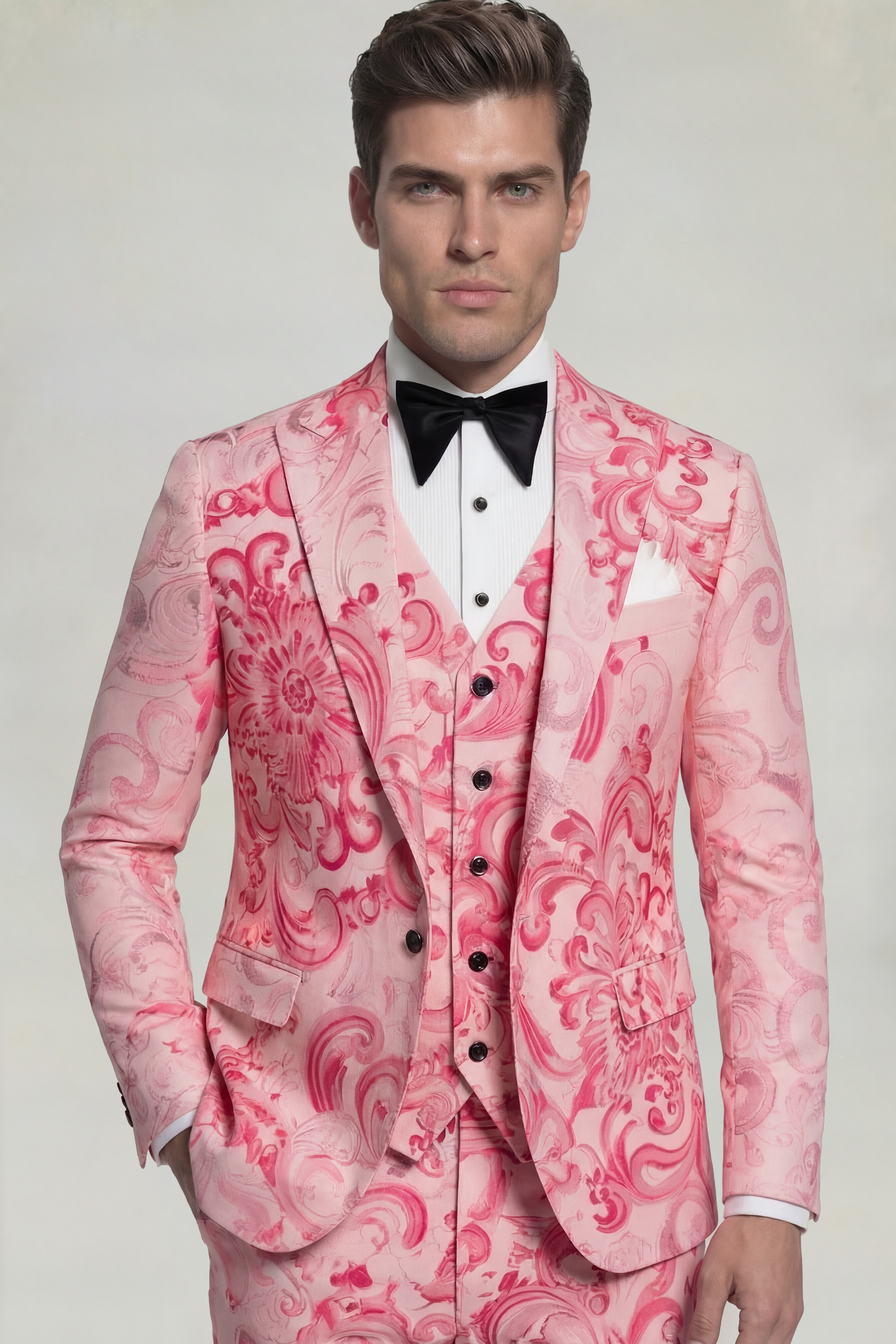 Mens-Pink-Floral-Suit-Groom-Wedding-Prom-Tuxedo-from-Gentlemansguru.com