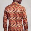 Men's Luxury Burnt Orange Paisley Shirt for Prom