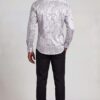 Men’s silver floral paisley dress shirt for formal events