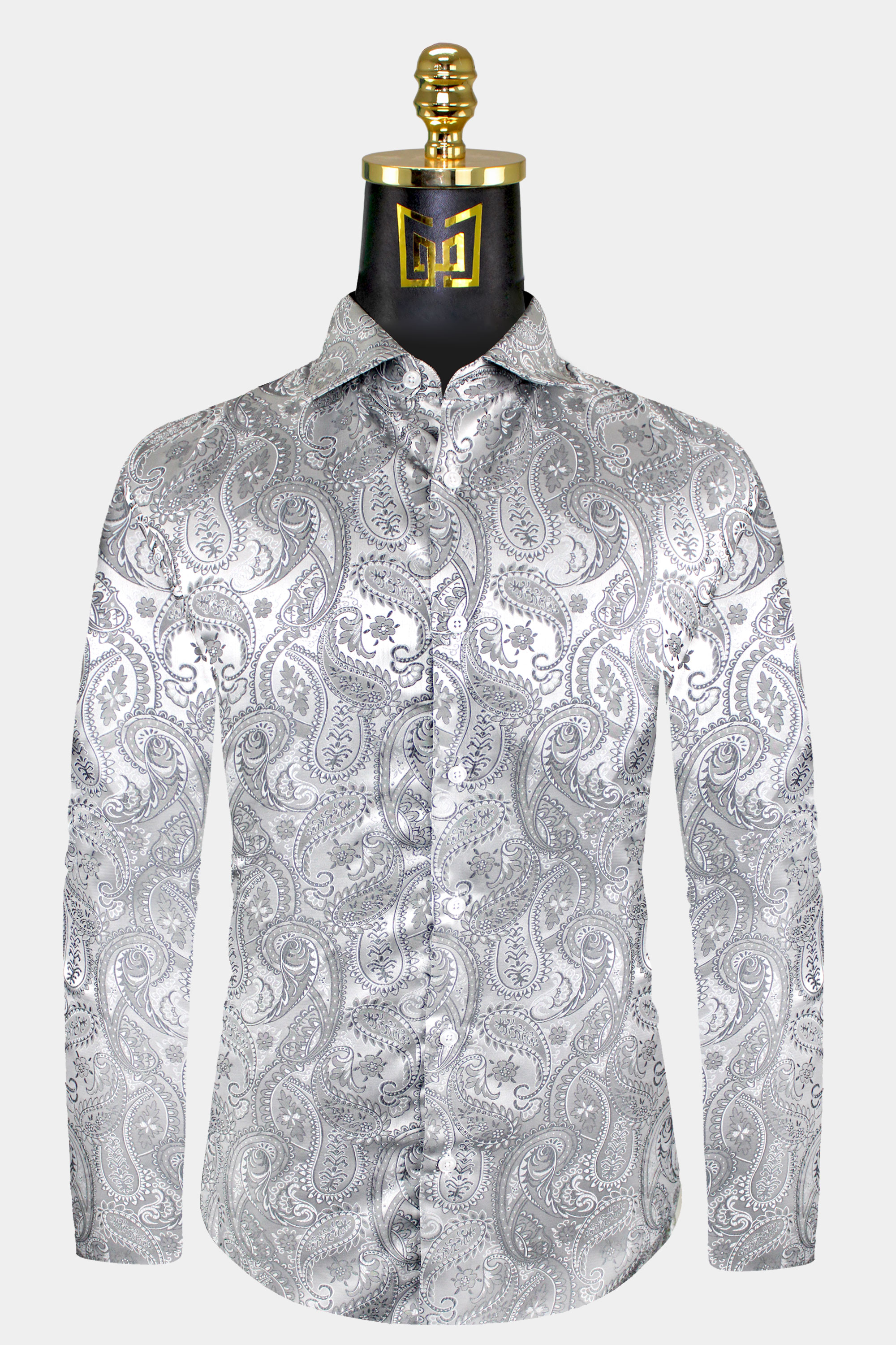 Mens-Silver-Paisley-Shirt-Patterned-Floral-Dress-Shirt-For-Men-from-Gentlemansguru.com