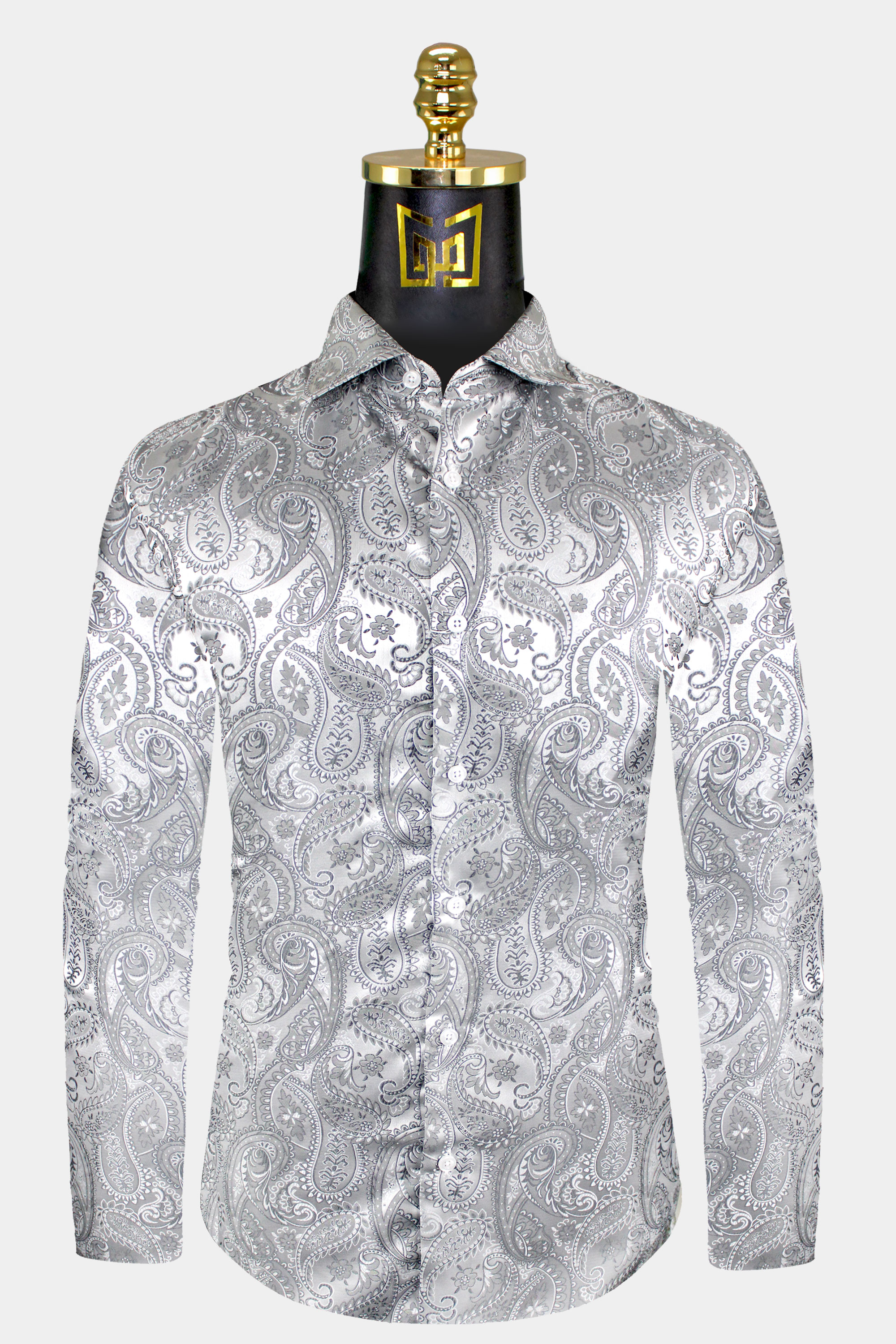 Men's Silver Paisley Shirt