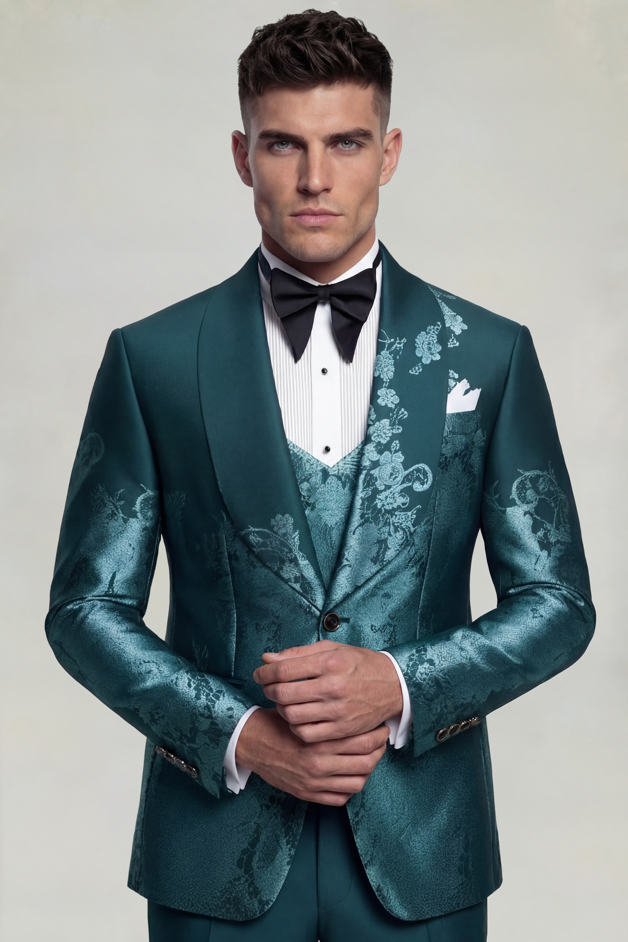 Teal Floral Suit - 3 Piece