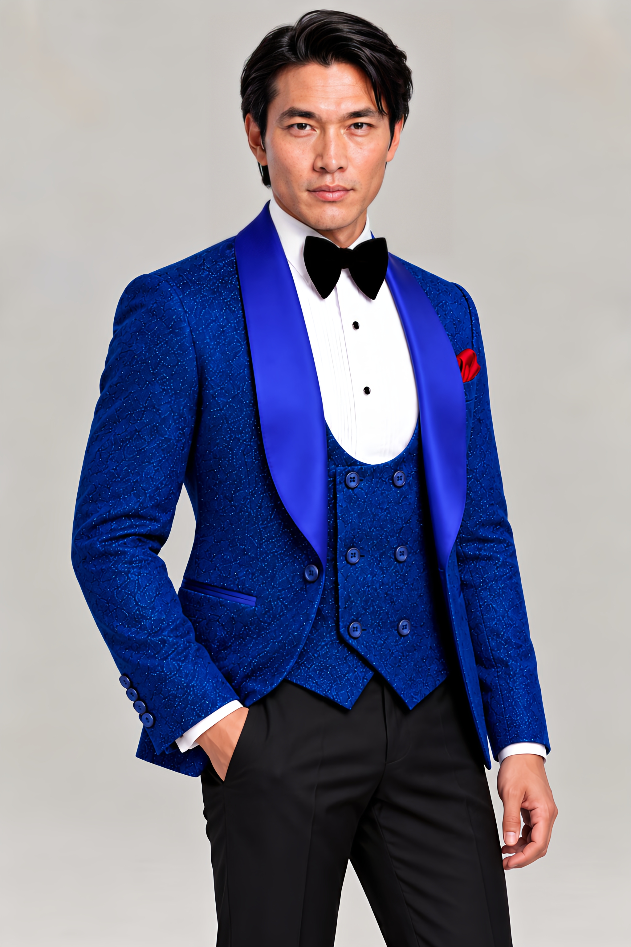 Royal Blue Glitter Tuxedo – 3 Piece - thumbnail 6