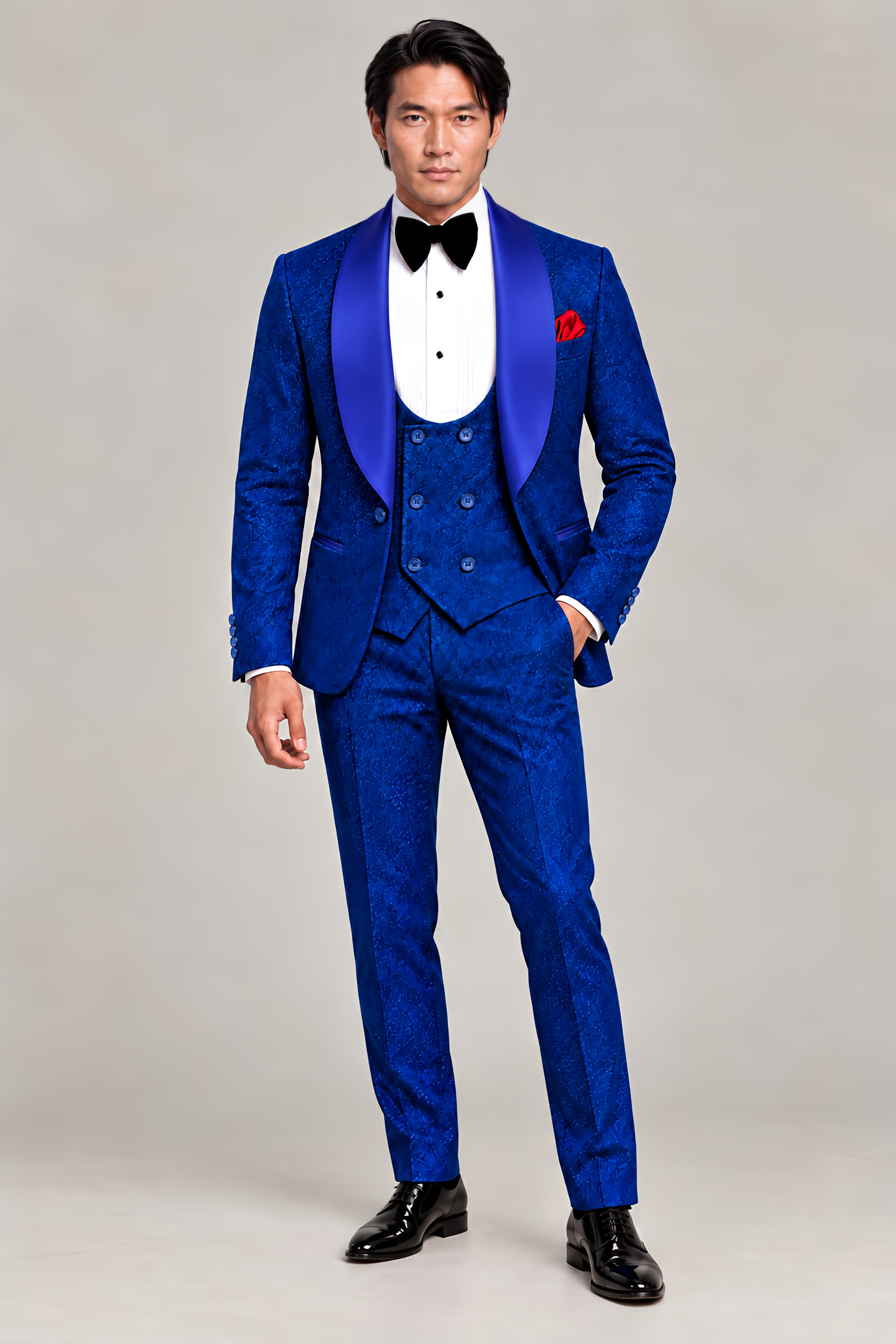 Royal Blue Glitter Tuxedo – 3 Piece - thumbnail 2