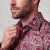 Burgundy Paisley Dress Shirt Collar Detail from Gentleman's Guru