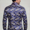 Men's navy blue and gold paisley shirt back view from Gentleman's Guru