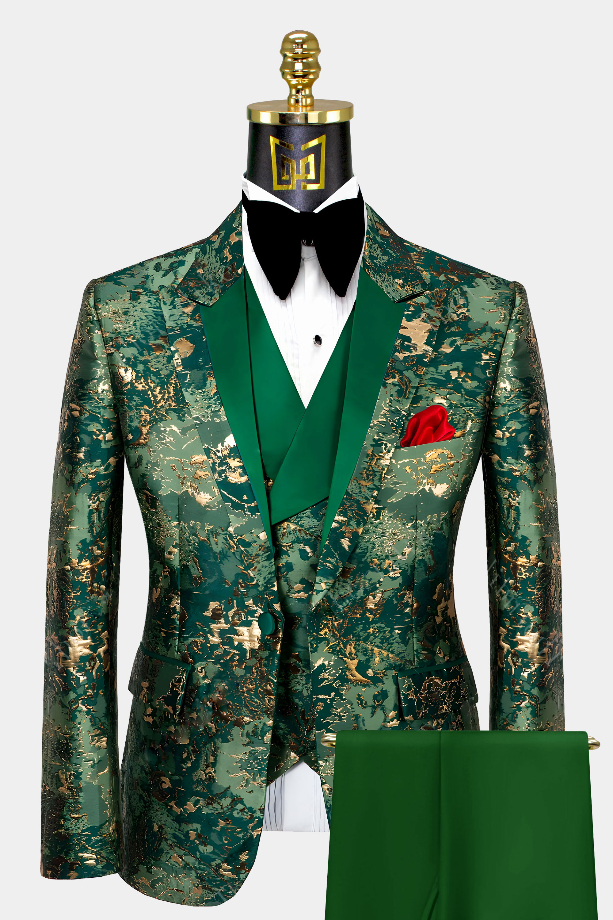 Green & Gold Camo Tuxedo - 3 Piece