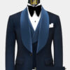Navy Blue Diamond Tuxedo - 3 Piece