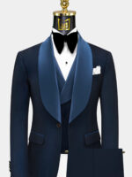 Navy Blue Diamond Tuxedo - 3 Piece